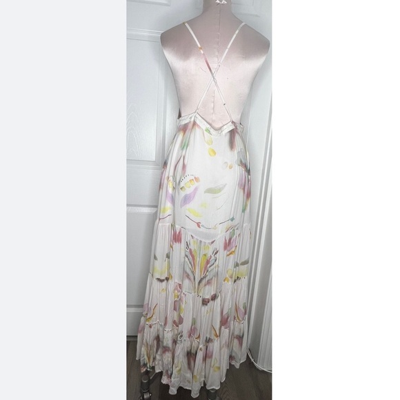 Free People watercolor Maxi Dress Sz 10 - Picture 2 of 15